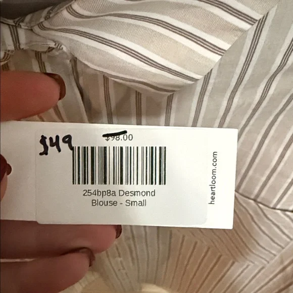 Heartloom Striped Button Down Shirt - White and Gray - Picture 4 of 4